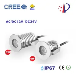 Светодиодный подземный ландшафтный свет 1 Вт 3 Вт с чипом Cree DC12V-24V водостойкие прожекторы Deck Yard сад патио лампа 8 шт. CE