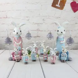 Пастырской смолы кролик миниатюрные фигурки творческие украшения маленький ночник обстановка домашнего декора студенты подарок Изделия