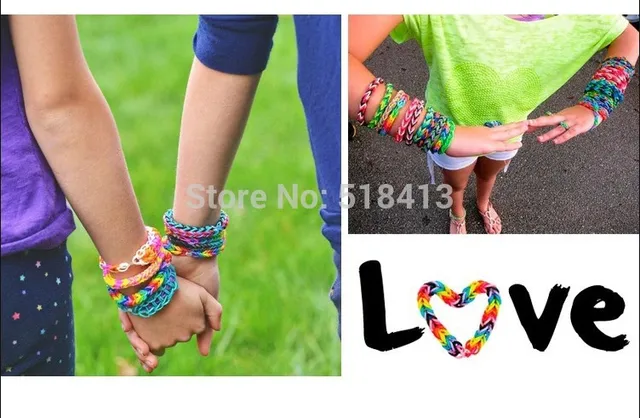 HOGNSIGN DIY Handmade Beaded Color Noctilucent Woven Bracelet Rope Rainbow Weaving Hand Ring Rubber Band Manual Party Girl Toys 2
