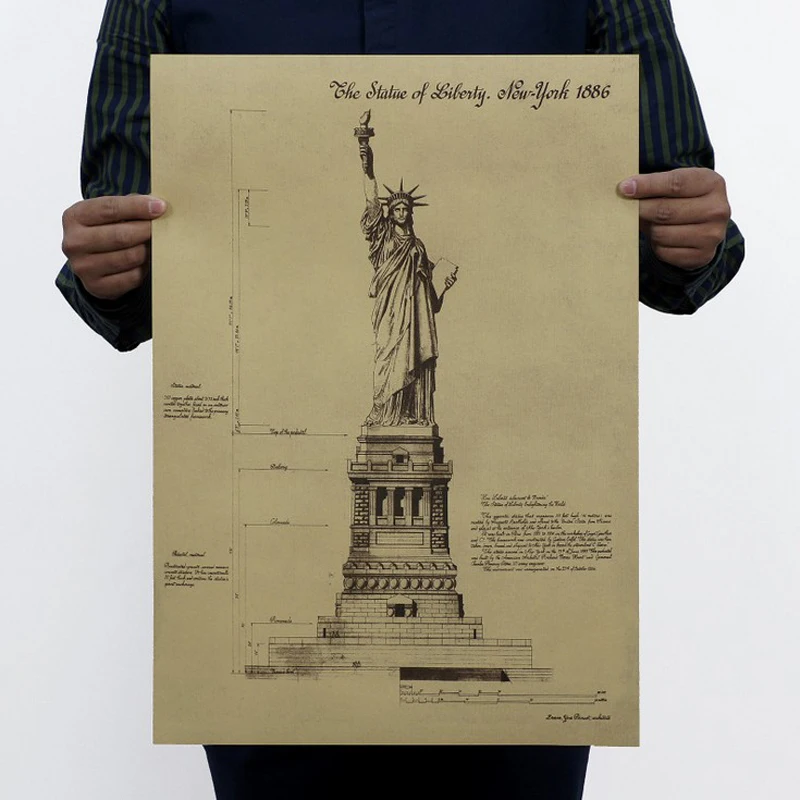 

Free shipping,Statue Of Liberty B/design Famous building view/kraft paper/bar poster/Retro Poster/decorative painting 51x35.5cm