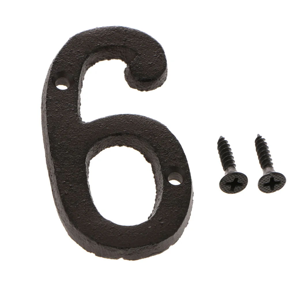 2pcs Cast Iron Metal Door Number Sign Plaque House Garden Name Address Sign Sticker Plate 4 6