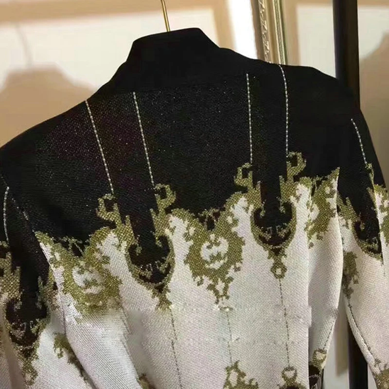 TOP QUALITY 2018 Paris Fashion Designer Jacket Women's Tie Belt Gold Thread Knitting Cardigan Outer Sweater Jacket