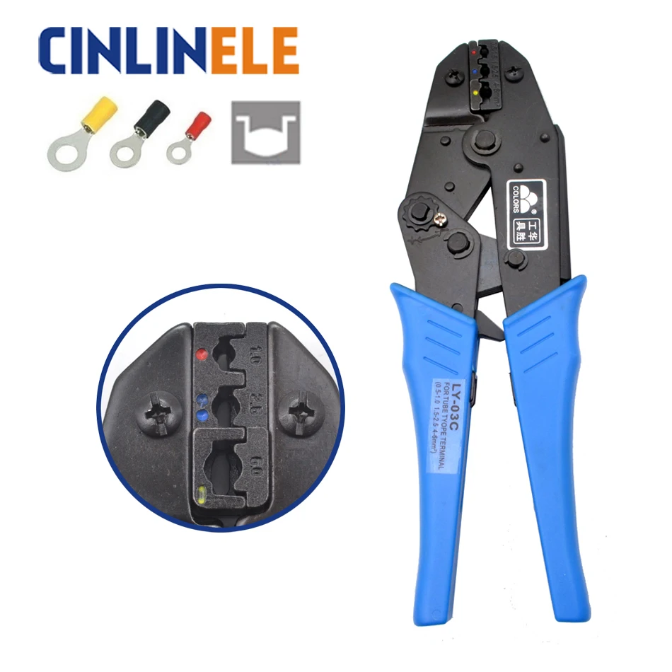 

LY-03C 0.5-1.5 1.5-2.5 4.0-6.0mm 20-10AWG Crimp Pliers Multi Hand Tools Insulation Ring&Spade Terminals Crimping 9 Inch