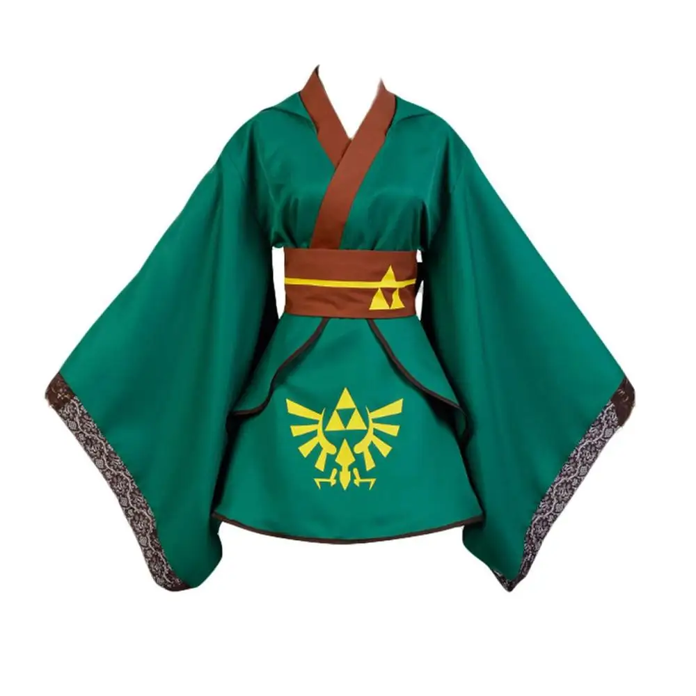 

Game The Legend of Zelda Link Cosplay Costume Link Kimono Japanese Clothes Outfits Halloween Costume For Women Hooded Kimono