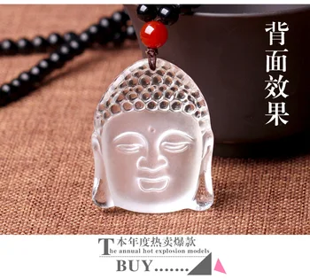 

wholesale 10pcs White crystal Onyx Buddha head amulet necklace ward off bad luck sweater chain fortune necklace