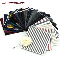 HUISHI High Quality Striped Check Cotton Pocket Square For Men Suits Cotton Hankerchief Business Hanky Solid Handkerchiefs HUISHI High Quality Striped Check Cotton Pocket Square For Men Suits Cotton Hankerchief Business Hanky Solid Handkerchiefs