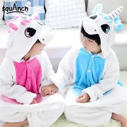 Дети кигуруми Розовый Синий Пегас животных Kigurumi мальчик девочка Twin мягкий в общем прекрасный фестиваль Пижама для вечеринок фланелевой