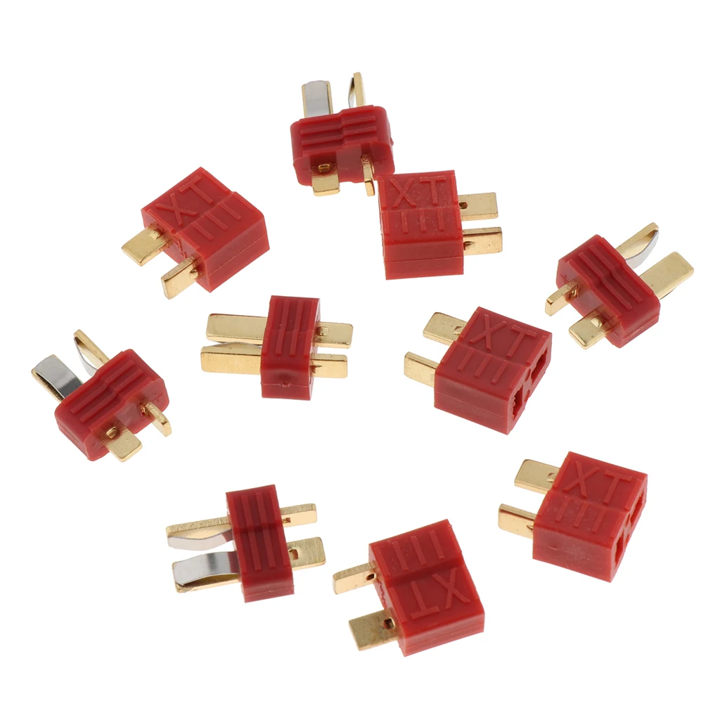 5 Pairs Deans Style Male and Female T Plug Non-slip Connector DIY Accessories for RC Car Boat Model