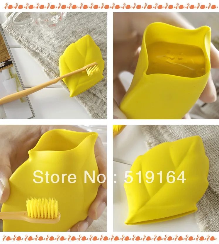 

2pcs/set Creative Candy Color Maple Leaf Travel Potable Silicone Toothbrush+Cup Set