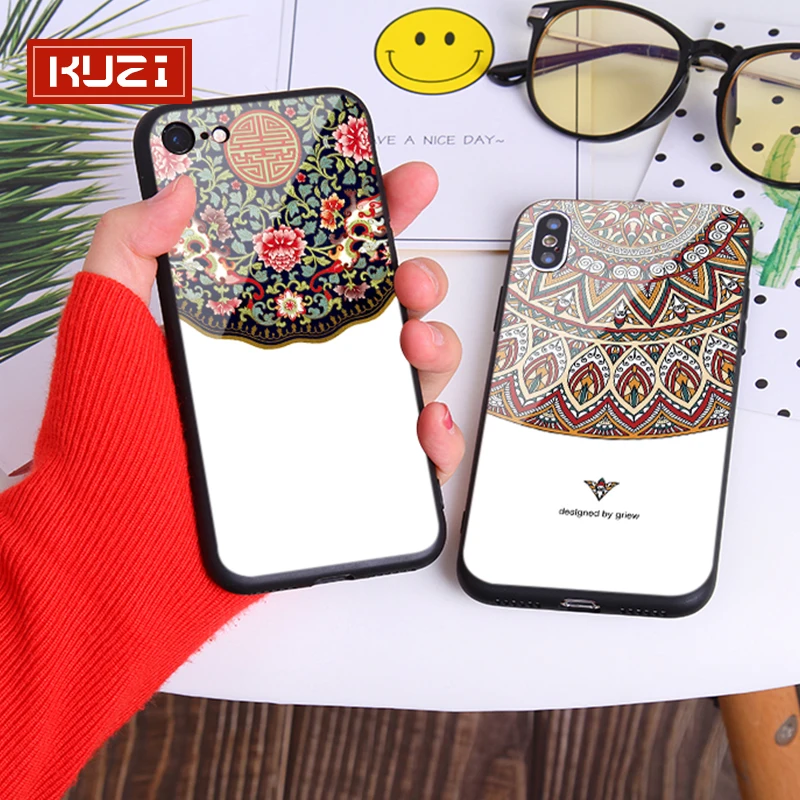 

KUZI Cartoon Half Wrapped Case Phone Bag Case Pattern For iphone 7 XS MAX Case Soft Cover For iphone 6 6S 7 8 Plus iphone X XR