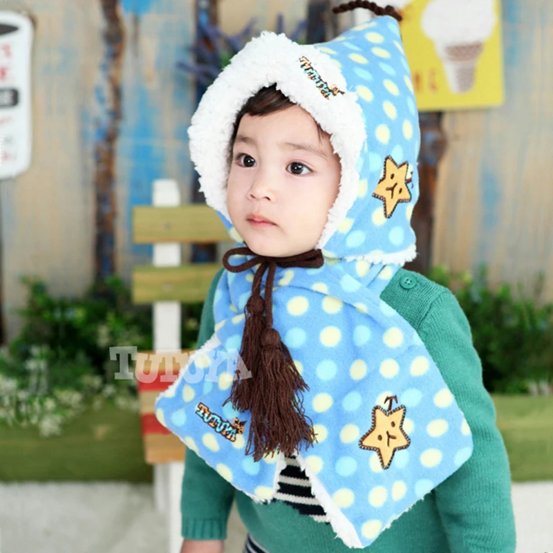 Fashion Winter Spring Baby cloak 5 colors Kids Fleece Hat and Scarf Boy