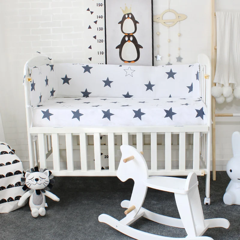 Baby Bumpers In the Crib For Newborn Cotton Linen Cot Bumper Baby Bed Protector Cortch To The Cot 5 Colors 200cm Length