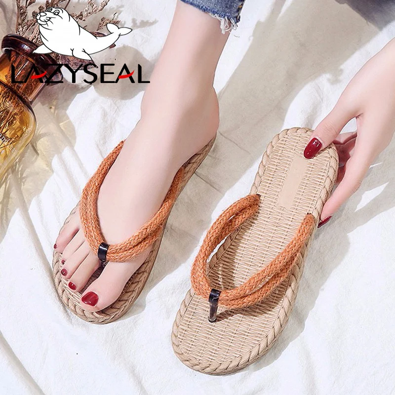 

LazySeal Female Flat Sandals Platform Flip Flops 2019 Outside Wearing Women's Shoes Summer Beach Slipper Ladies Shoes