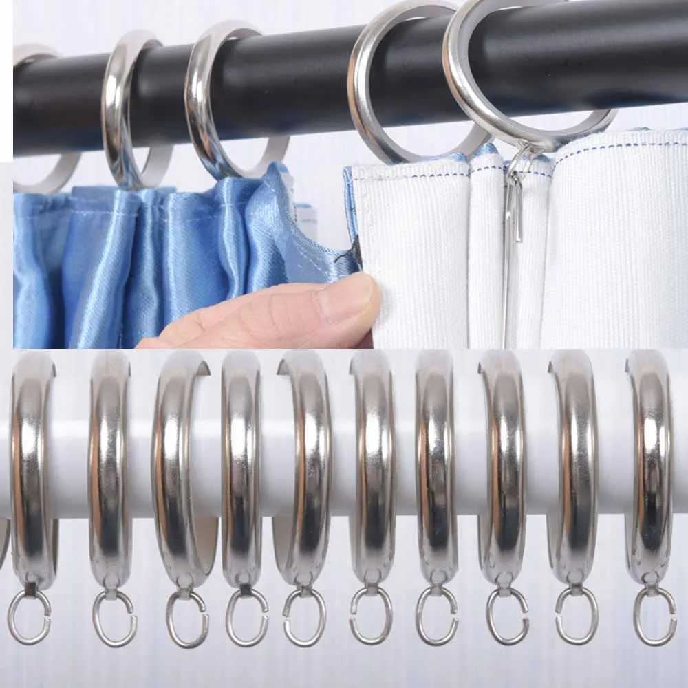 

20PCS Large Silver Curtain Rings 35mm Diameter Hook Drapes Hangers