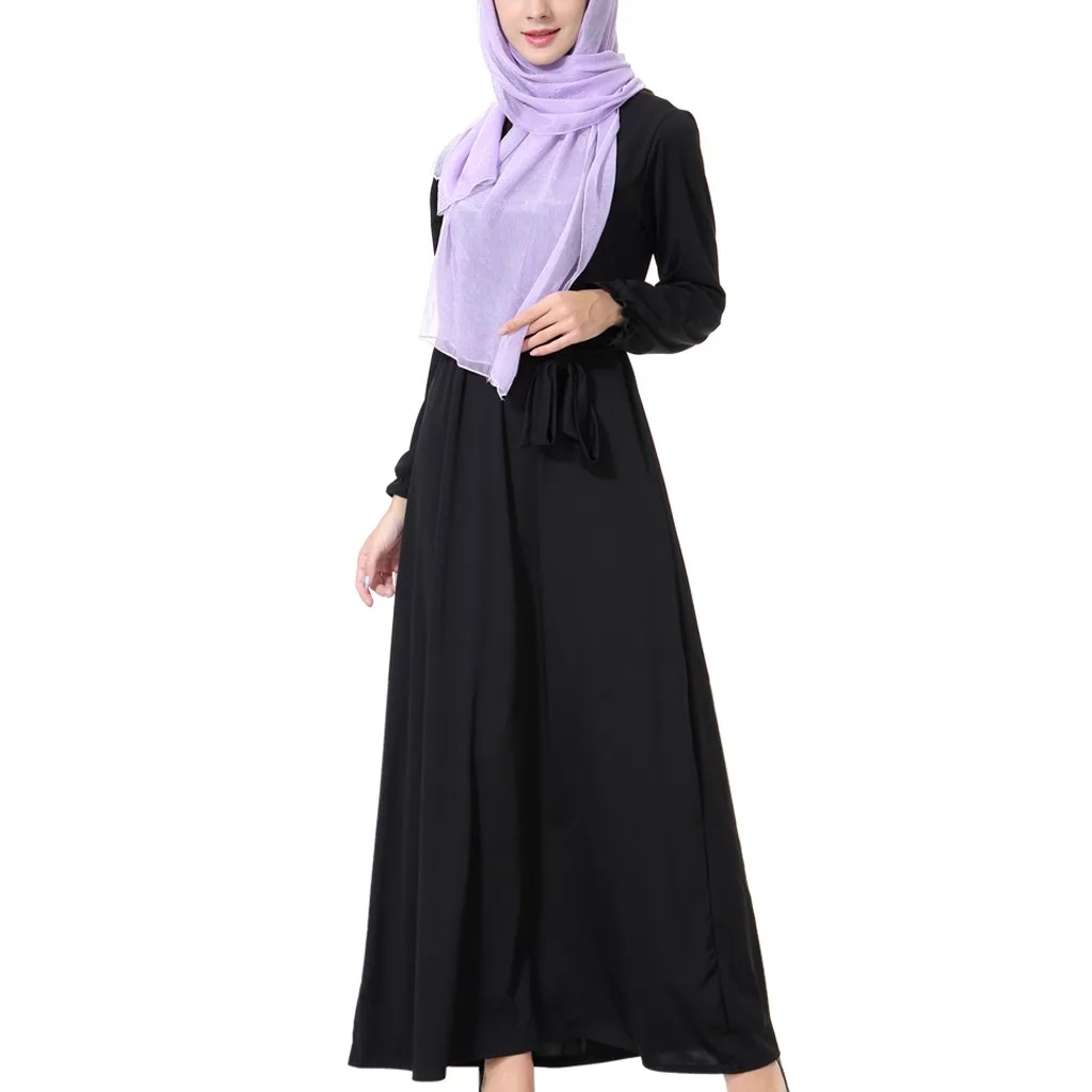 

CHAMSGEND Muslim dress dress summer women long dresses Loose Long Sleeve Round NeckPure maxi dresses Drop shipping CSV G0412#10