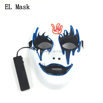 

Wholesale 10 pcs Masquerade Mask Sound Activated 10 colors Select LED Mask Halloween Mask clown mask For Night Party Decoration