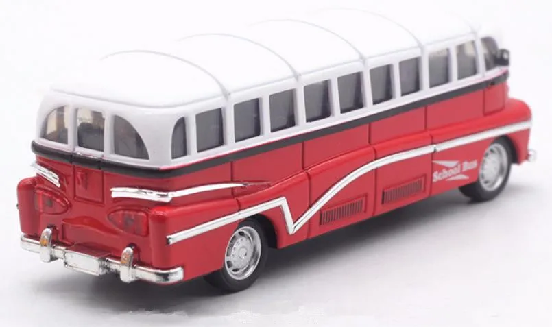 1:28 Сплав тяните обратно школьный автобус, высокая имитация винтажная модель автобуса, игрушечный транспорт, металлические Литые, мигающие и музыкальные