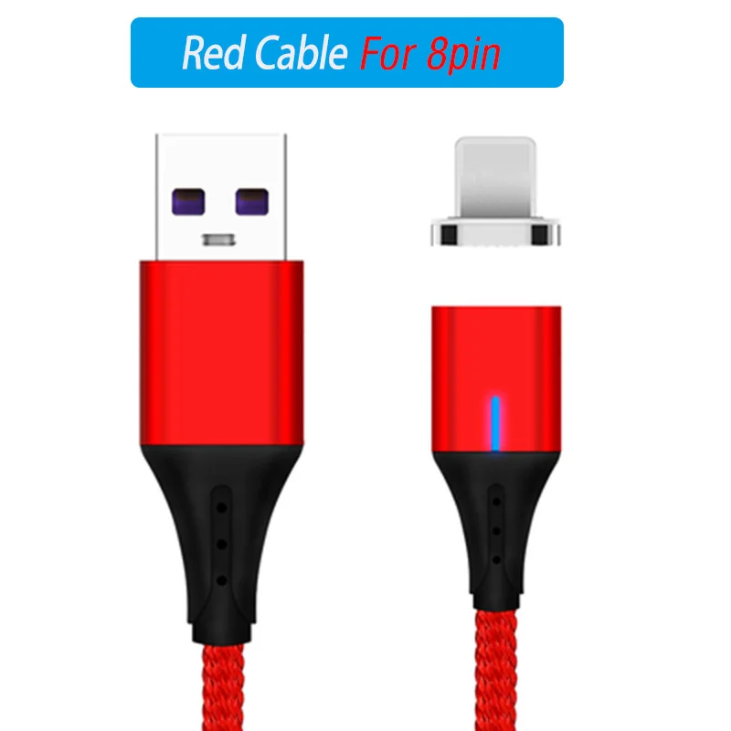 Магнитный Usb кабель Usb type-C кабель 3,1 Быстрая зарядка провода для samsung huawei Redmi Note 8 Oneplus 7 Pro Usb-c длинный кабель для передачи данных - Цвет: Red For 8pin