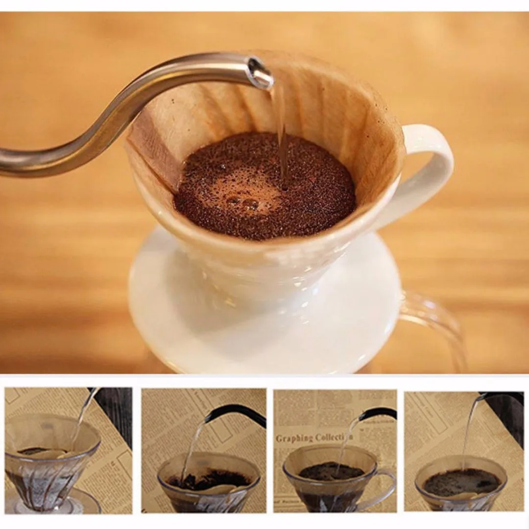JX-LCLYL Stainless Steel 650ML Tea Kettle Drip Coffee Pot Pour Gooseneck Wood Handle