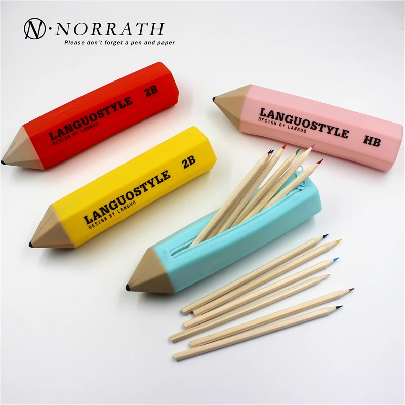 

Creative Office School Stationery Pencil Case Pencil Shape Candy Colors 4 Colors Available Multifunctional Pen Bag