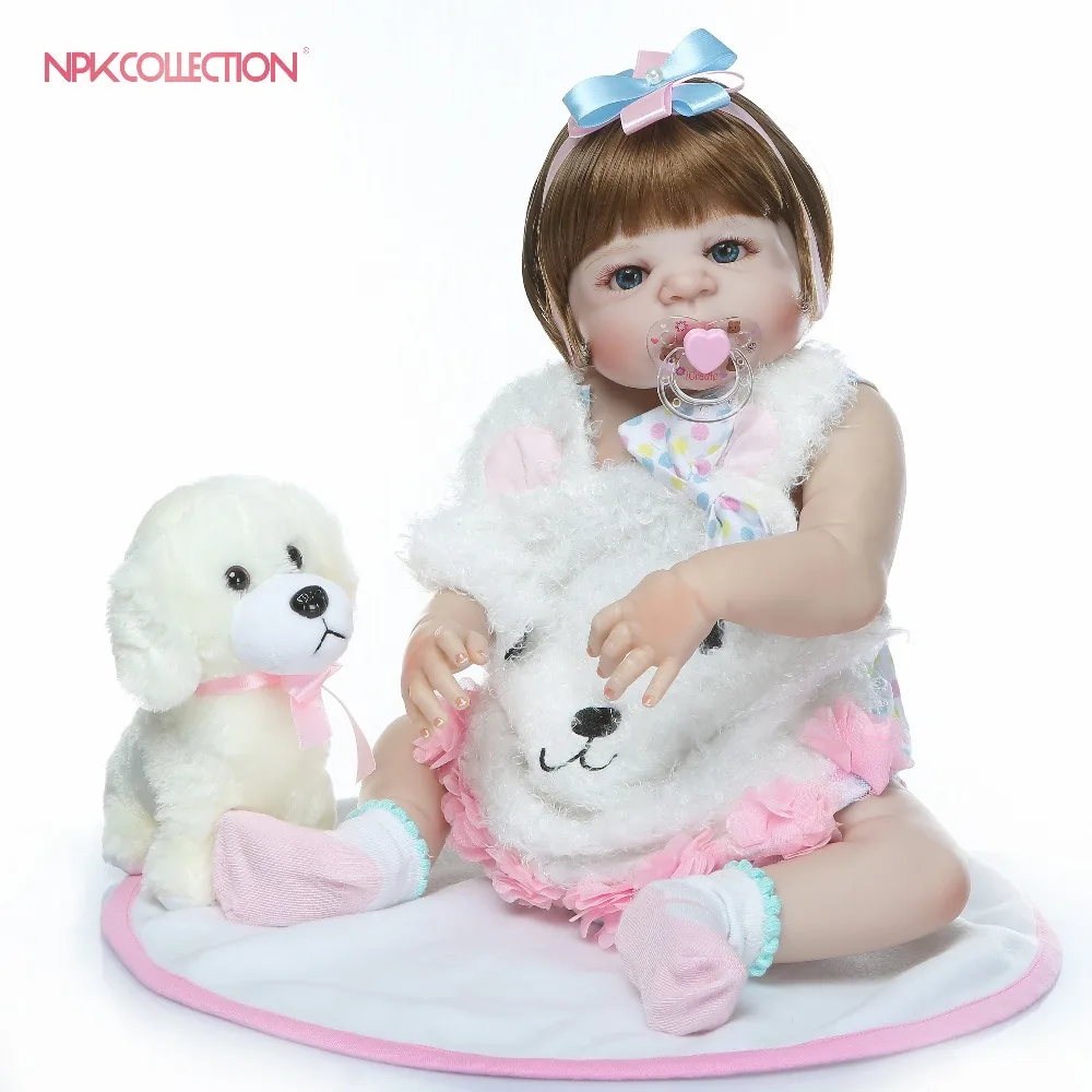 

NPK bath doll 57cm Full Silicone Body Reborn Baby Doll Toy For Girl Vinyl Newborn Princess Babies Bebe Bathe Toy Birthday Gift