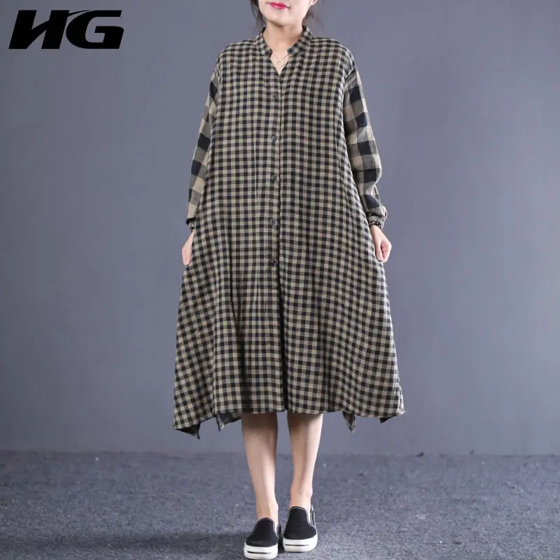 Wbb1734 Cuello Completo Manga Largo Del Corea La Verano Mujeres Las hg Casual Botón En Camisa De V Wbb1734 Moda Blusa Patchwork Primavera see 2019 Nueva See Plaid Picture fqF6wZO