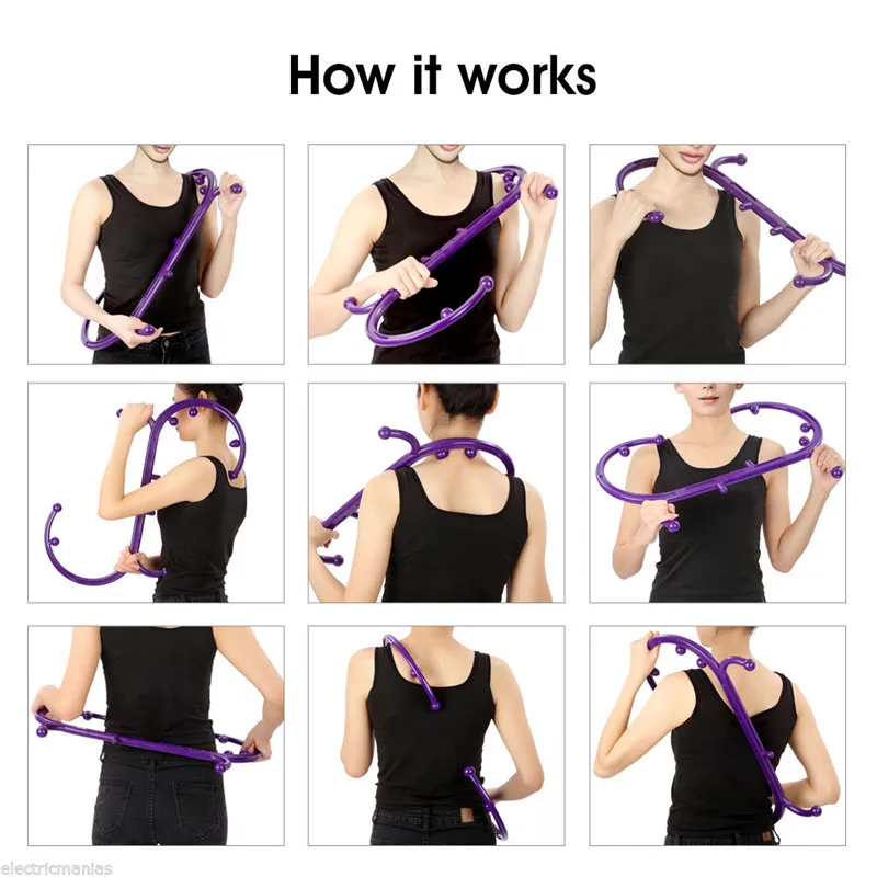 S shape Self massage Tool 10 Knobs Detachable Multifunctional Portable