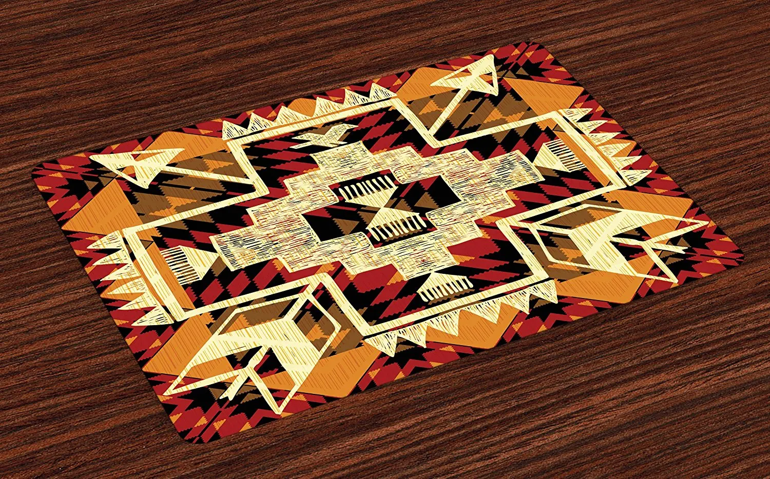 Arrow Place Mats Native American Inspired Retro Aztec Pattern Mod