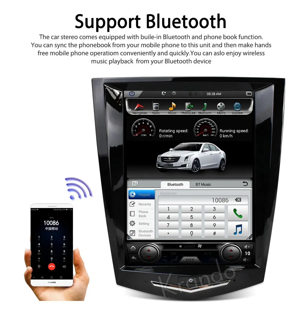 Excellent Krando Android 8.1 10.4" Tesla Vertical screen car GPS radio navigation for Cadillac ATS XTS CTS SRX radio entertainment player 2