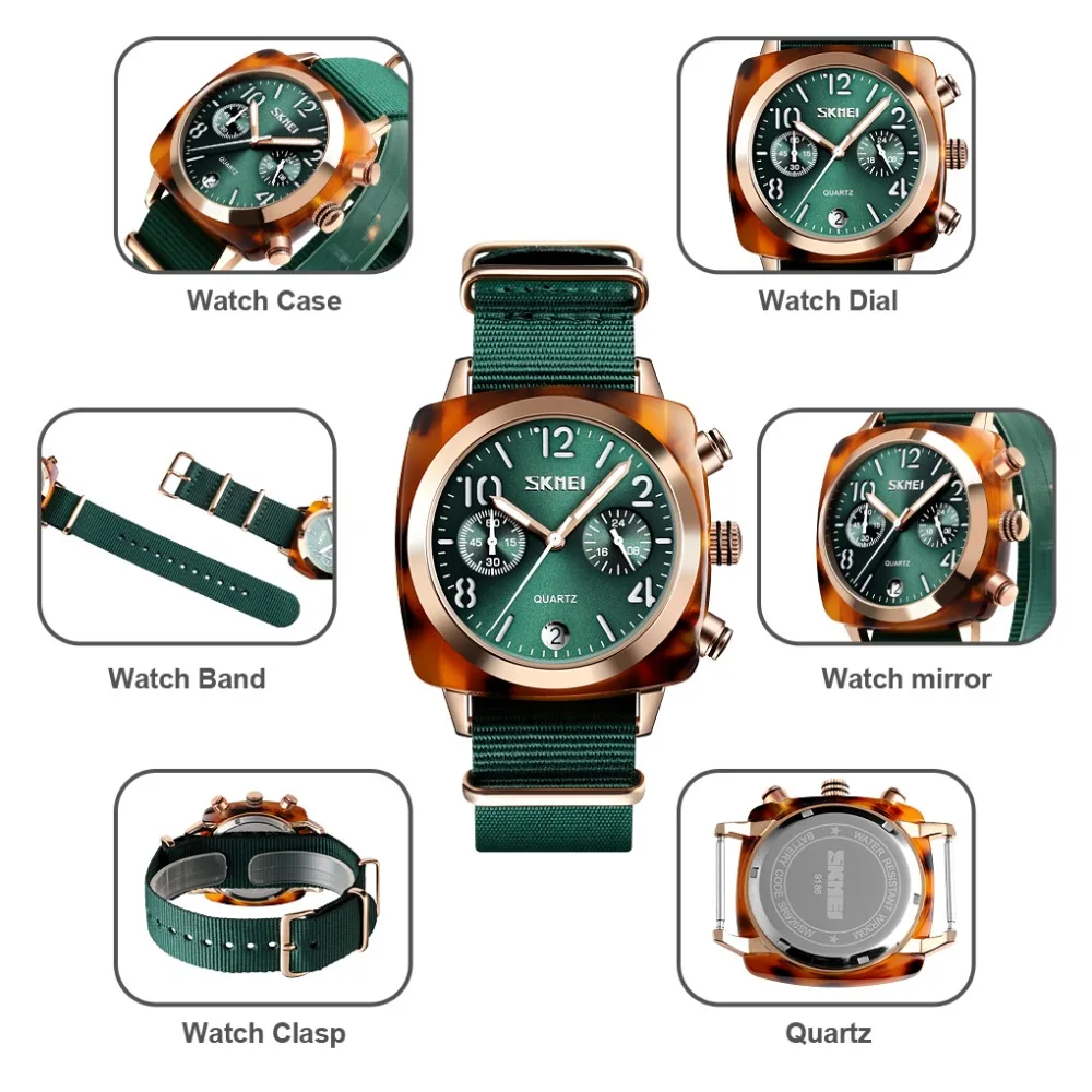 SKMEI Luxury Fashion Women Watches Men Quartz Wristwatches Waterproof Stopwatch Multi-dial Quartz Watches relogio feminino 9186