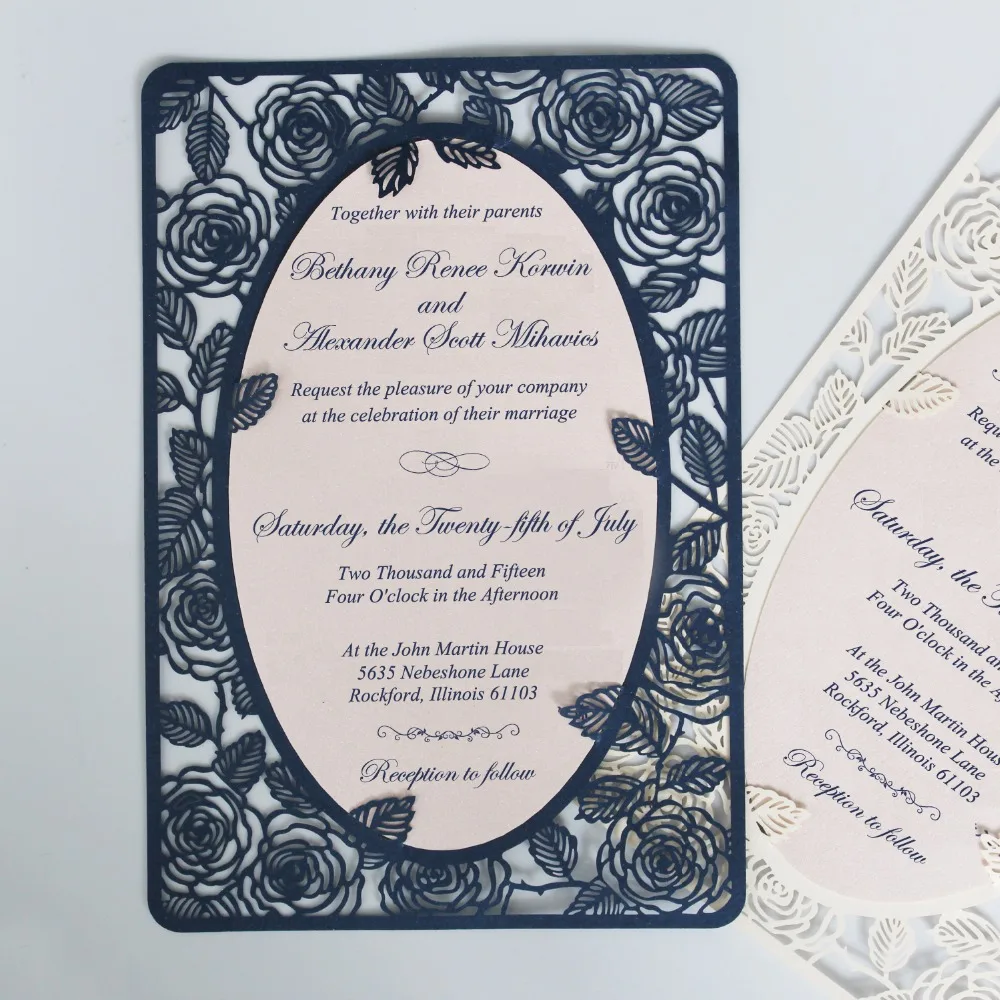 Navy Blue Wedding  Invitation