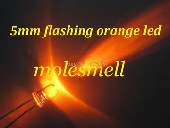 

50pcs 5mm Orange Flash Flashing Blink Water Clear Bright LED Leds flashing orange led