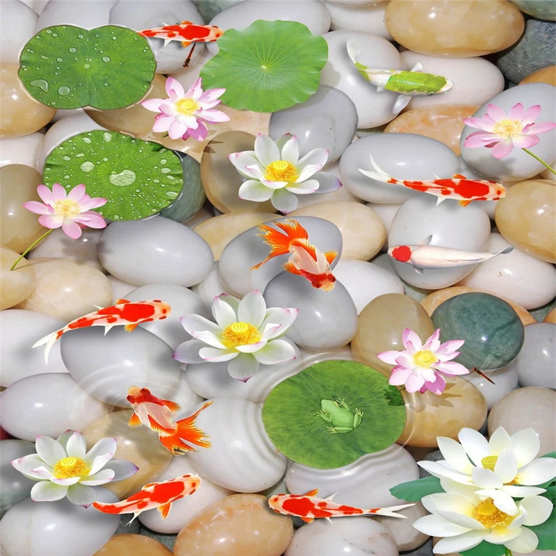 Custom cobblestone Photo Wall paper Bathroom Floor Mural-3d PVC Wallpaper Self-adhesive Floor wallpaper for walls 3d flooring