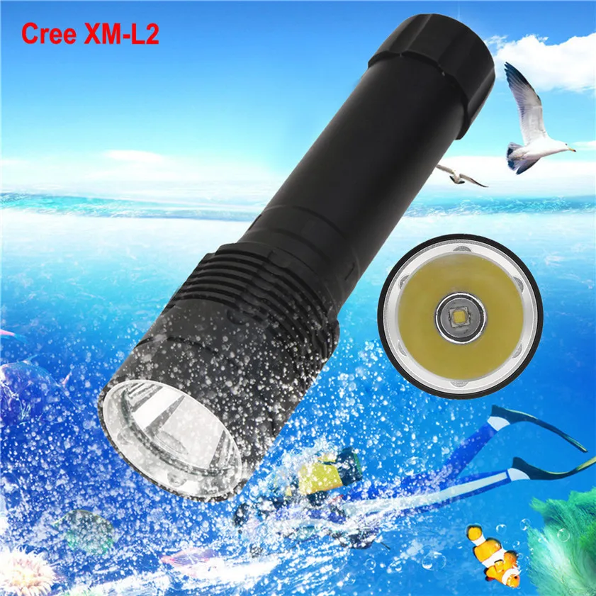 High Quality XM L2 LED Scuba Diving Flashlight Torch 26650 Light