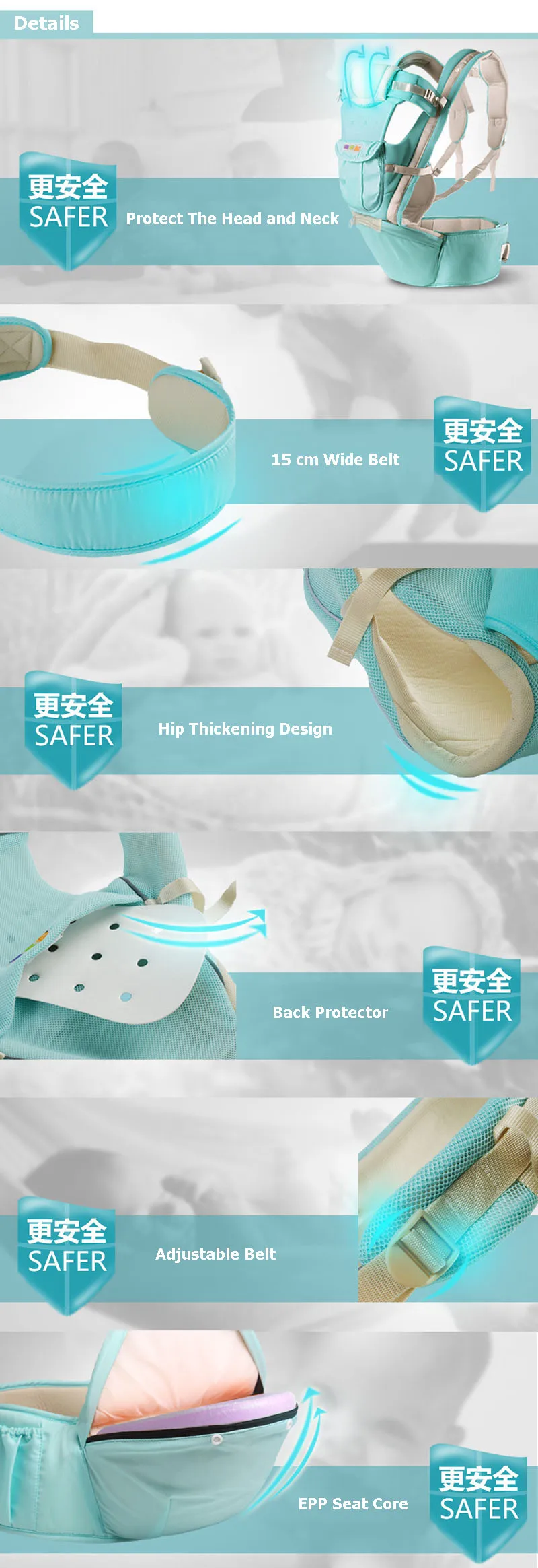 Baby Carrier Multifunction Cotton Hip Seat Baby Care Ergonomic Design Toddler Sling Wrap Rider Infant Protection Backpack BB3047 (12)