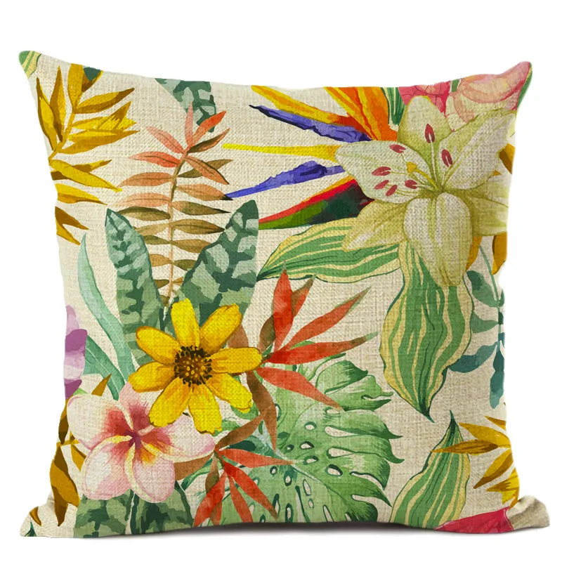 رمي وسادة مصنع غطاء الوسادة زهرة مصنع مكتب قطني وسادة وسادة أريكة كيس وسادة غطاء لغرفة المعيشة الديكور