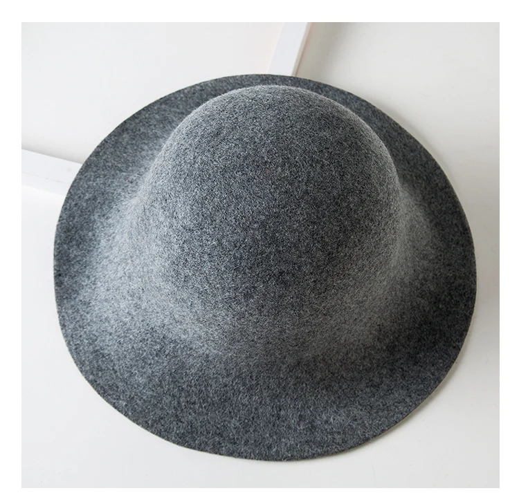 Winter Vintage Fedora Hat Women Thick Cashmere Hats polyester Felt Crushable Wide Brim Floppy Cap Retro Wool Top Hats