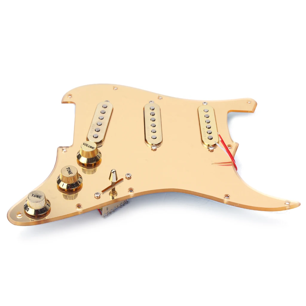 Perfeclan Gold Prewired 1-ply 11 Holes SSS Mirror Pickguard for Stratocaster Guitar Guitar Parts & Accessories 