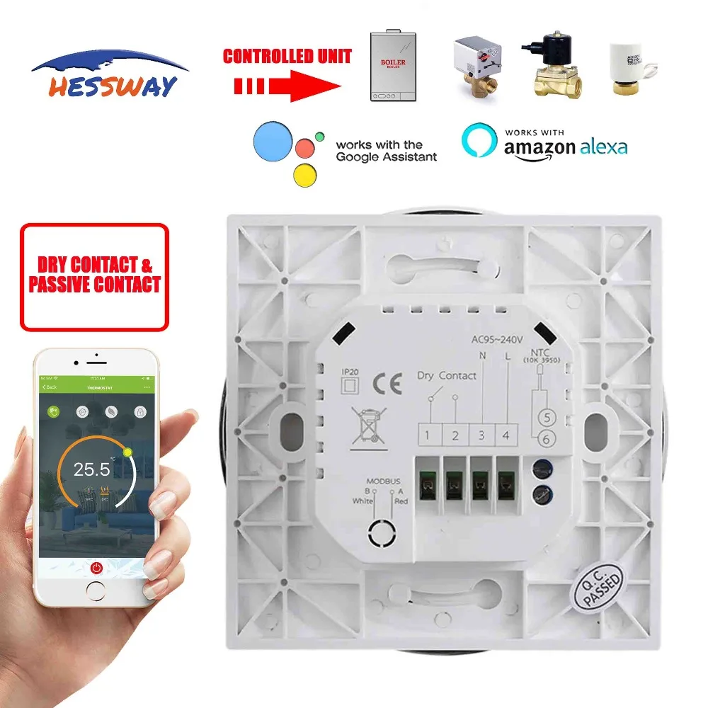 HESSWAY YUYA CHIP alexa google умный термостат WIFI для газового котла клапана сухого контакта