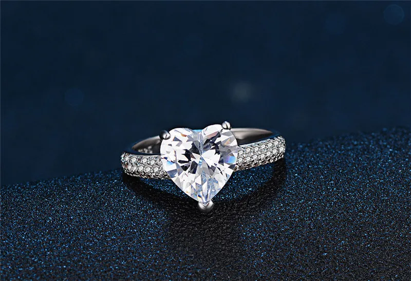 Heart Shape 585 White Gold Color Fine Jewelry Ring Antique Crystal Wedding Band Engagement Rings For Women Girls Bijoux Hot DR48 (2)