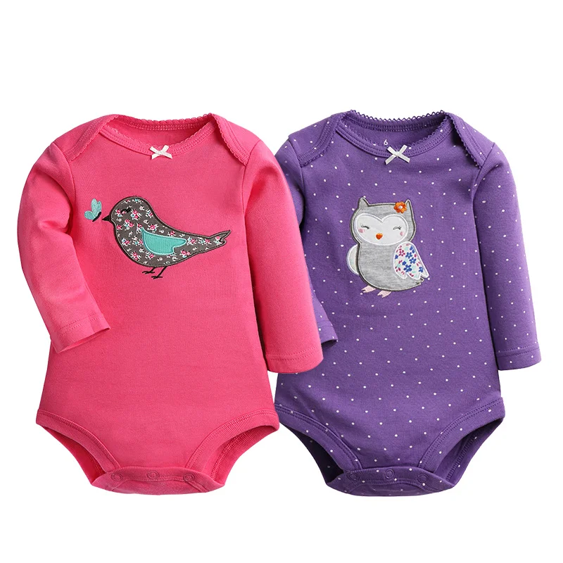 Детские хлопковые костюмы для девочек детские комбинезоны детская одежда для новорожденных комбинезон для девочки6-24 м - Цвет: Rose Purple