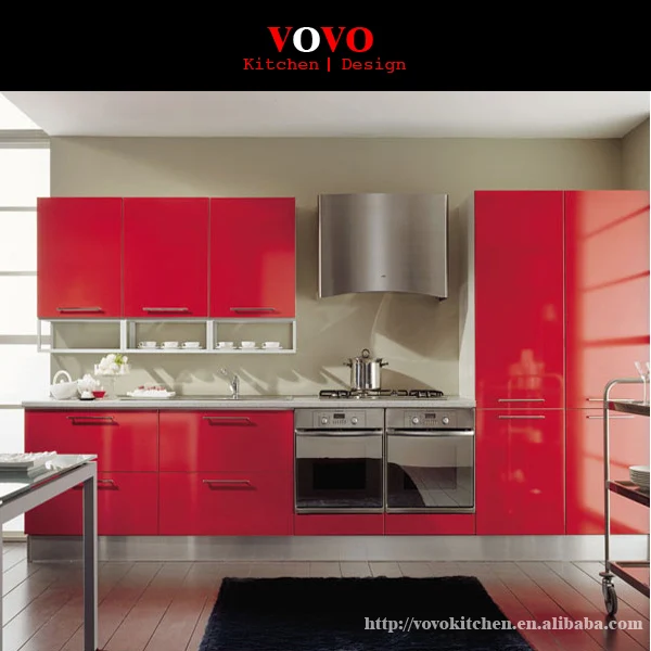 high glossy acrylic composite sheet in red kitchen cabinet-in