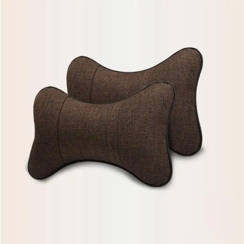 Adeeing, 2 шт., Универсальное автомобильное сиденье, подушка для шеи, для четырех сезонов, дышащие, удобные, автомобильные подушки для поддержки головы - Цвет: Brown