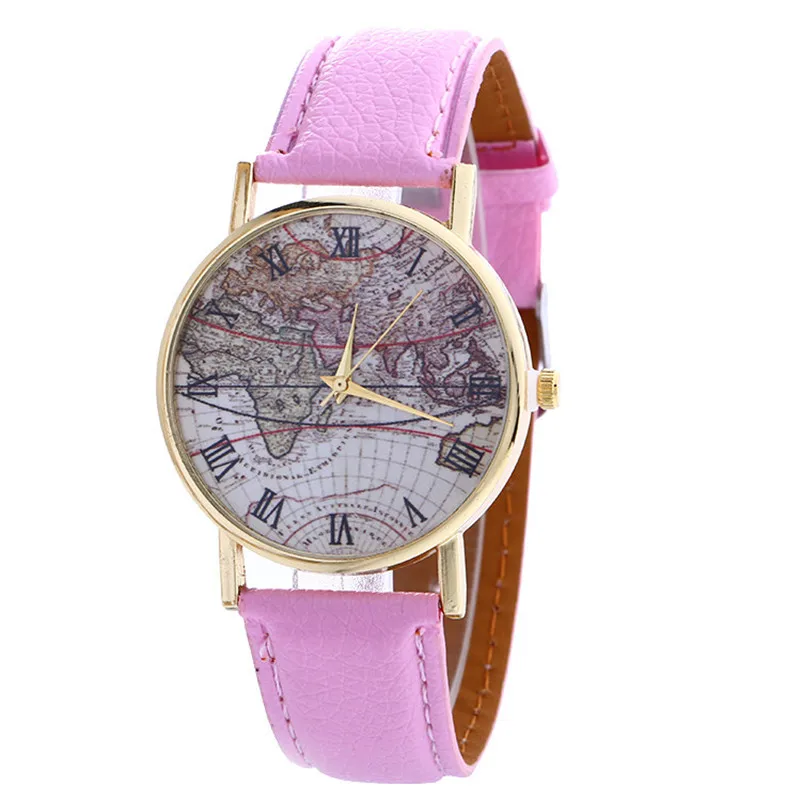 NEW Women's watches fashion casual watch Map Patterns buckle alloy Analog Quartz Leather bands Wrist Watch clock Relogio M18 (6)