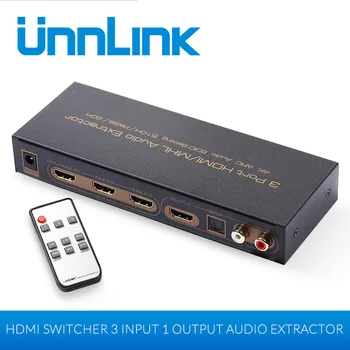 

Unnlink HDMI Switch 3x1 Audio Extractor 4K@30Hz HDMI to RCA TOSLINK 3 In 1 Out 4K Switcher for ps4 tv mi box monitor computer