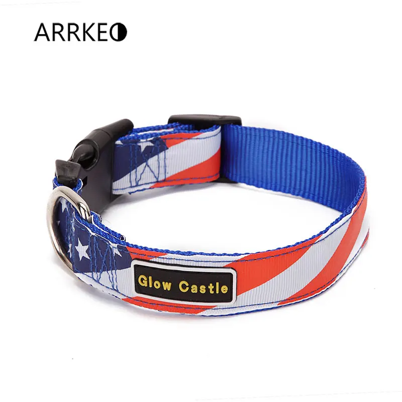 ARRKEO USA Canada Flag Nylon Dog Collar with Dog Leash Lead Puppy Cat Pet Supplies Dog Accessories 120 CM For Large Small Dogs (9)