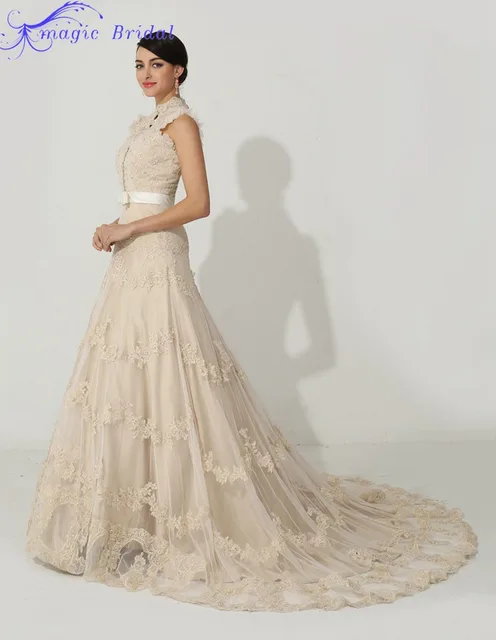 Champagne Lace Wedding Dress