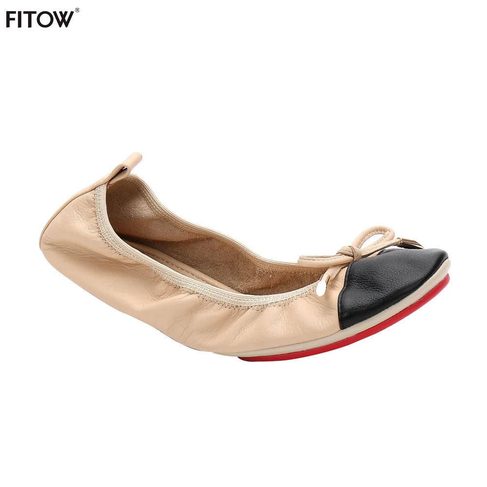 foldable leather ballet flats