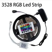 RGB Светодиодная лента 5 м 300 светодиодный 3528 SMD 24Key ИК пульт дистанционного управления 12 В 2A адаптер питания гибкая светодиодная лента лампы для украшения дома