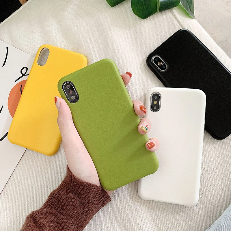 

Fashion Colorful Soft Phone Case For iPhone XS MAX XR 6 7 8 Plus Pure Color Soft TPU PU Leather Case Cover For iphone 6 6s Funda